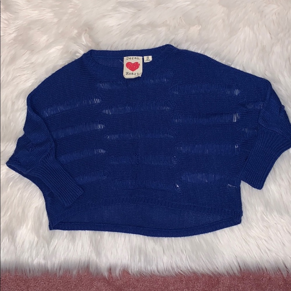 Blue ripped crop sweater